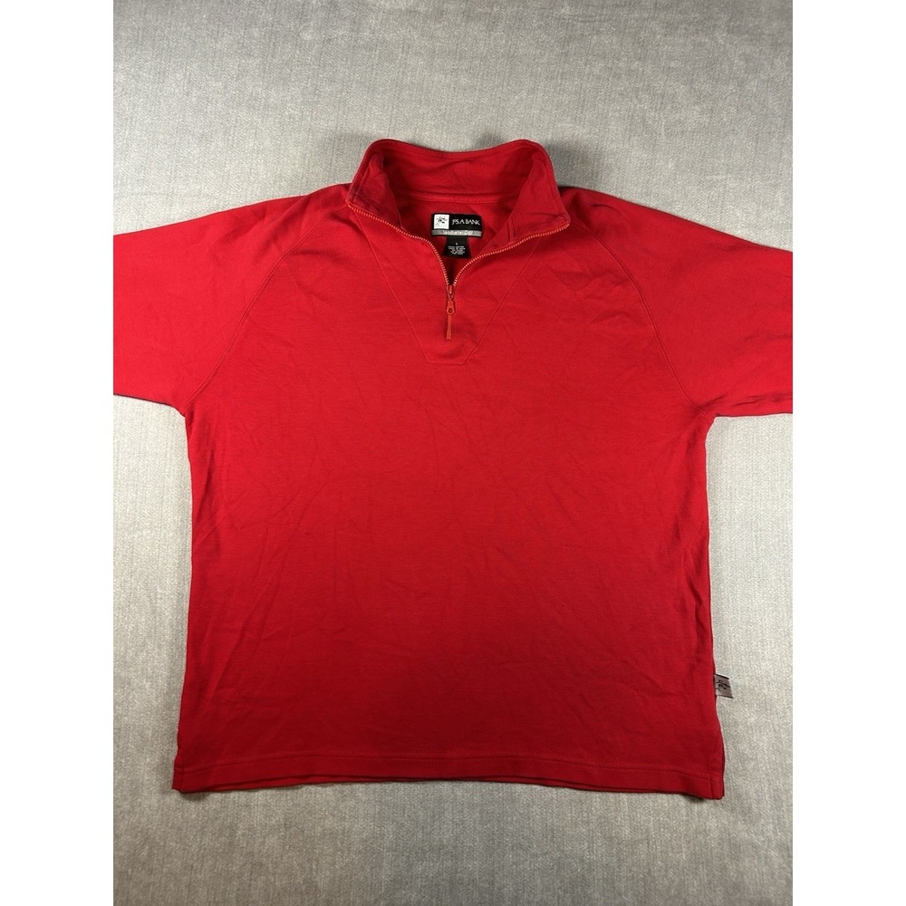 Jos A Bank Leadbetter Golf Mens Large Red Quarter Zip Pullover Cotton Sweater